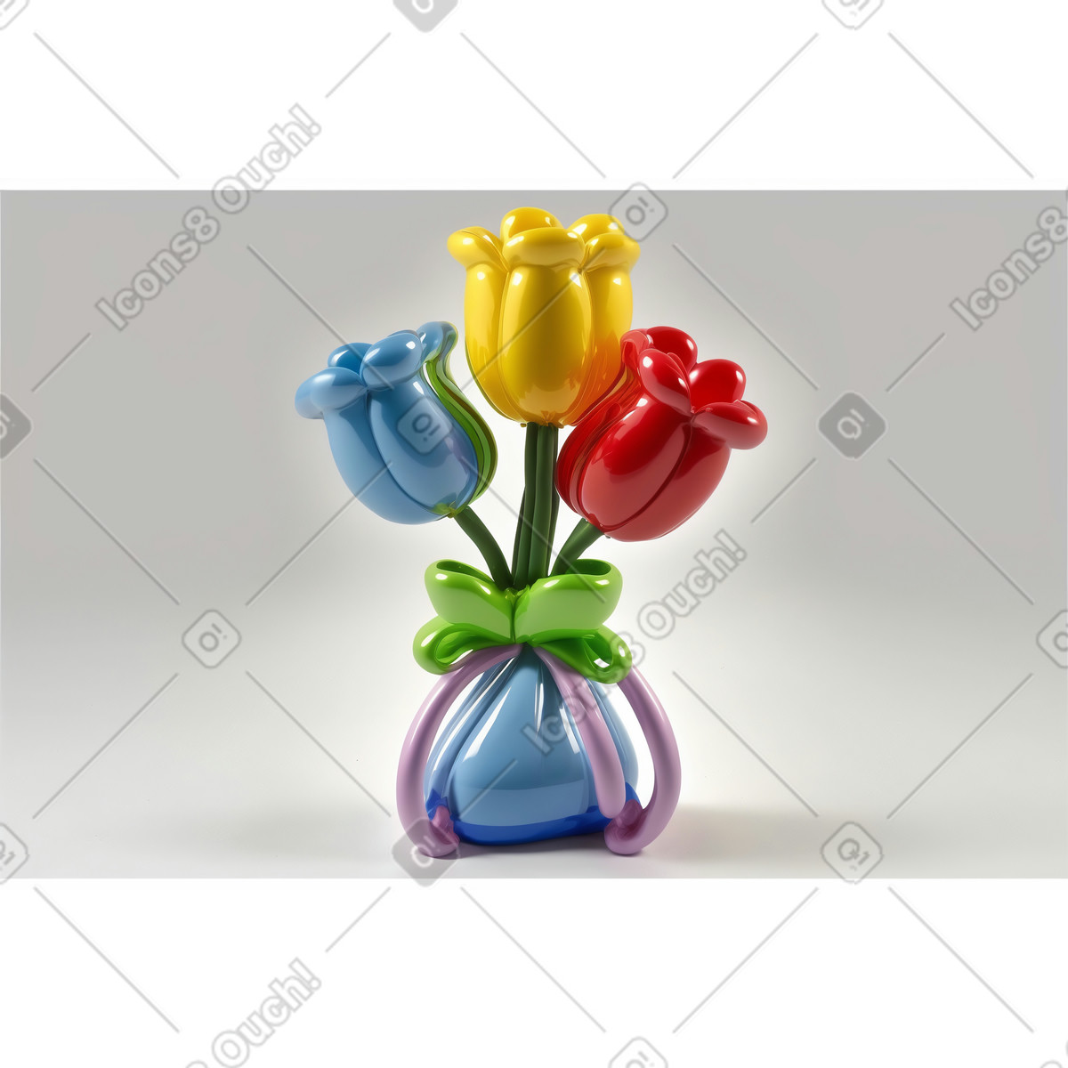A sculpture of flowers vase in balloon style illustration Experimental download PNG, SVG