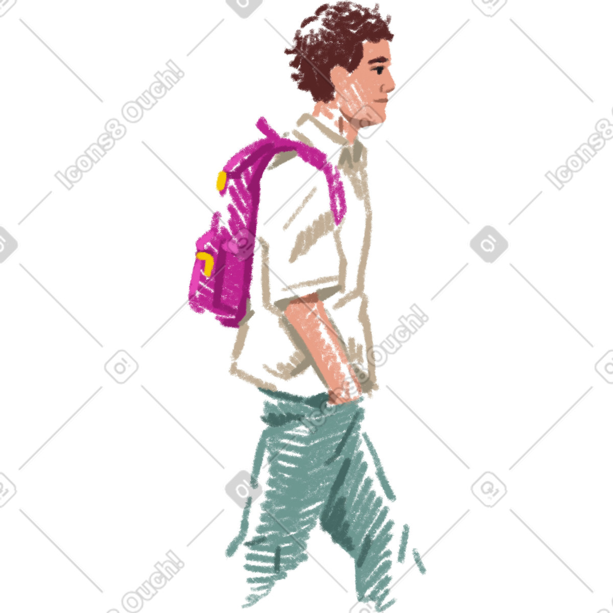 Illustration Jeune homme qui marche dans le style Sketchbook à télécharger aux formats PNG, SVG