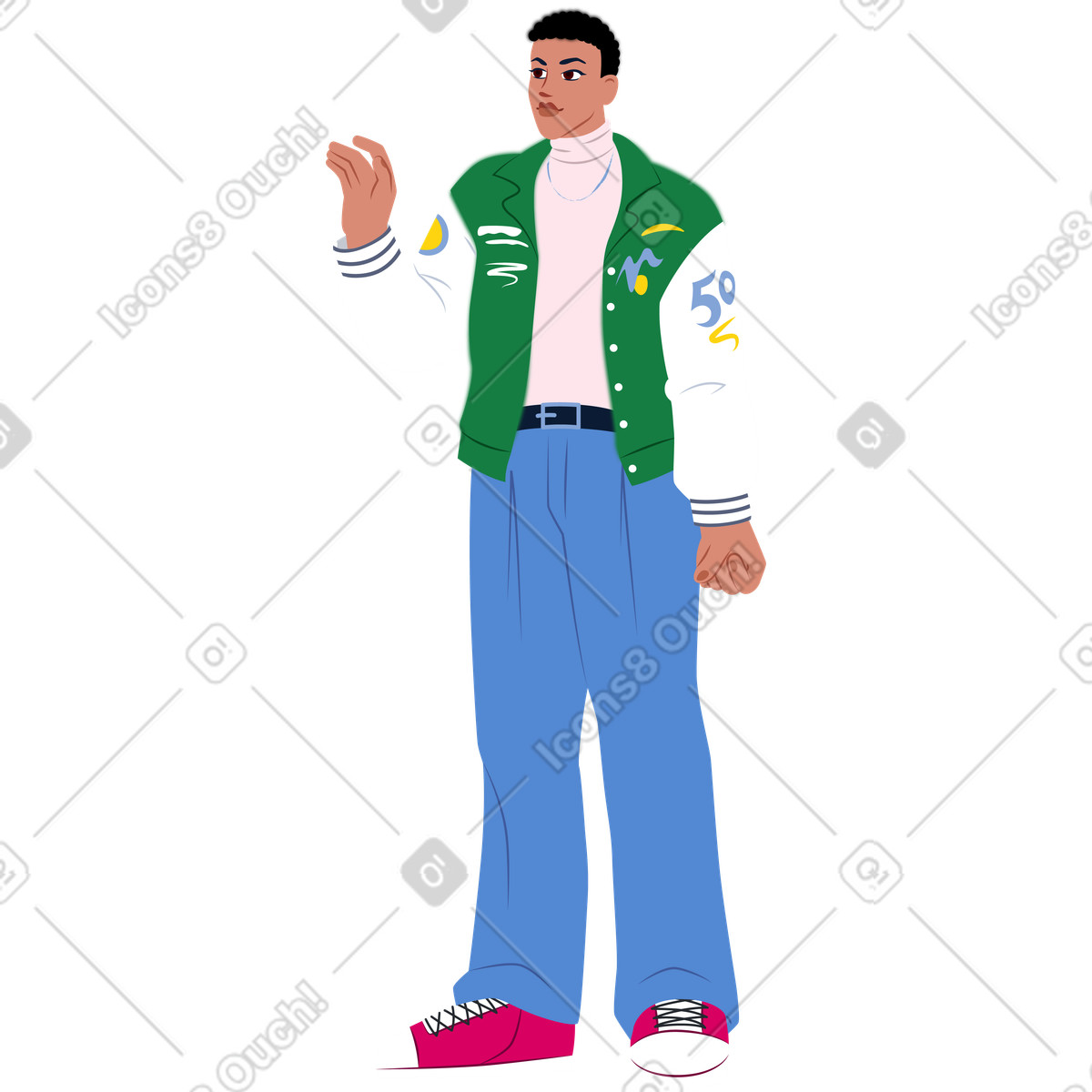 Illustration Jeune homme avec la main tendue dans le style Everyday à télécharger aux formats PNG, SVG