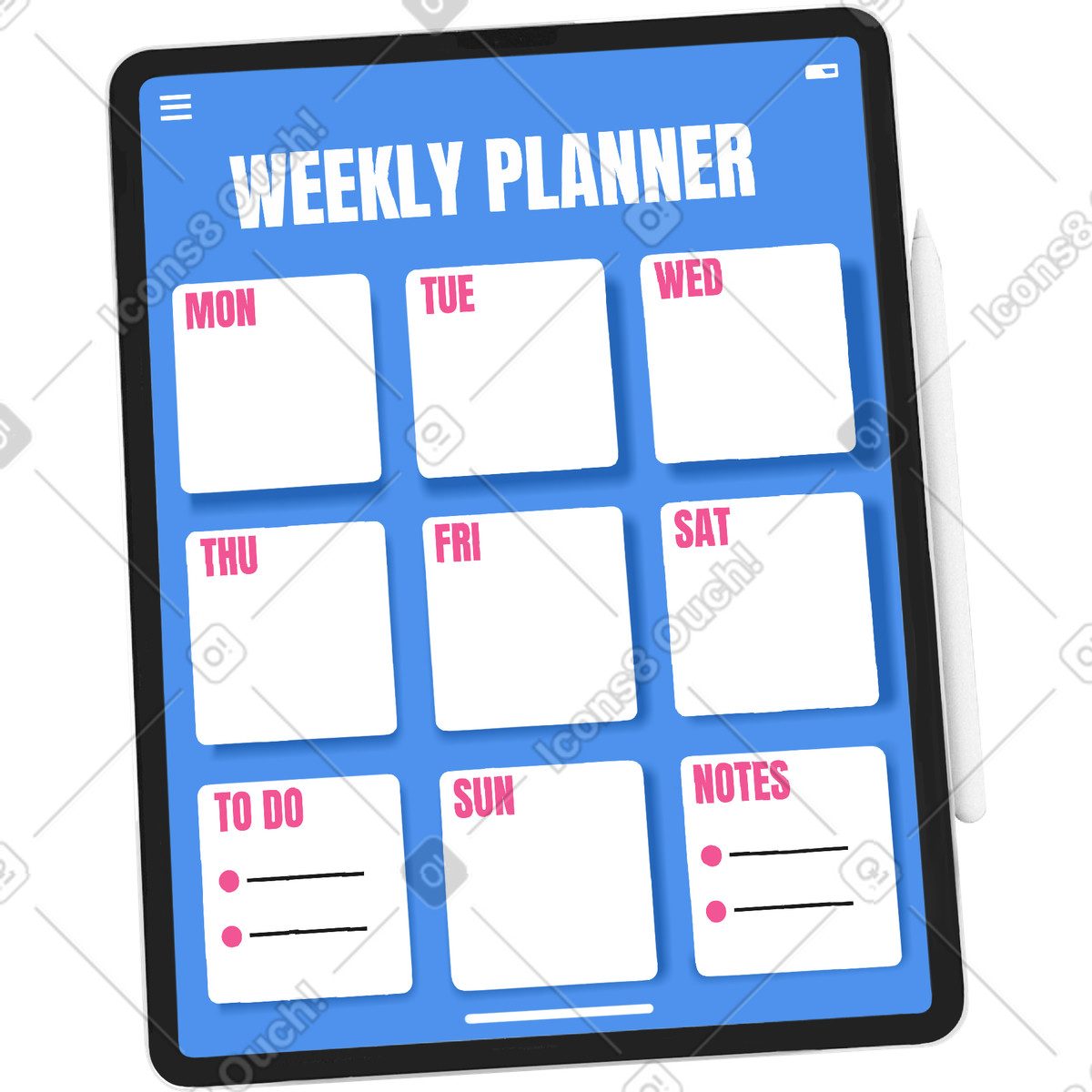 Ilustración Planificador en estilo Marker a descargar en PNG y SVG