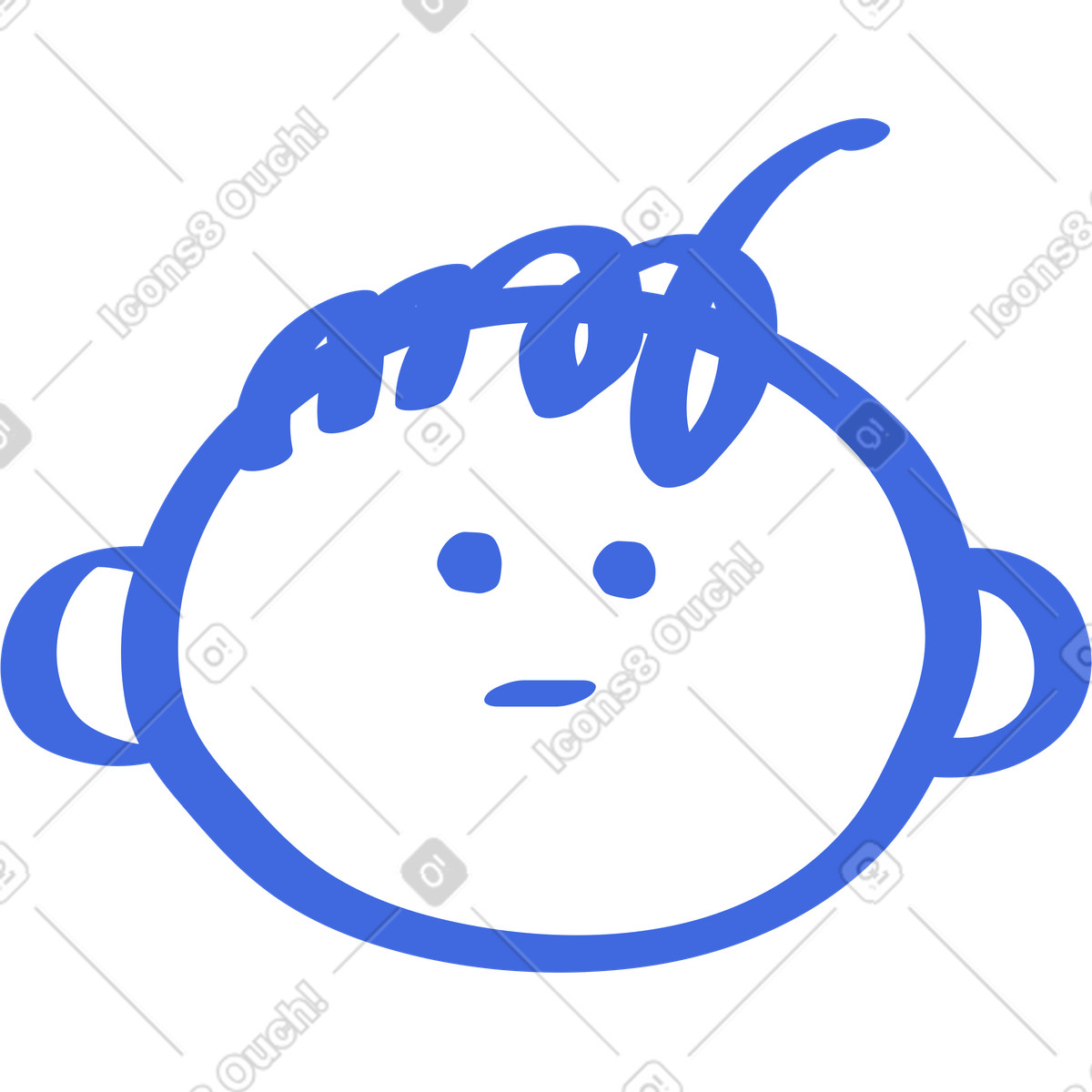 Emoji neutral face with straight mouth and simple hair outline-Illustration im Ballpoint Pen-Stil als Download in PNG, SVG