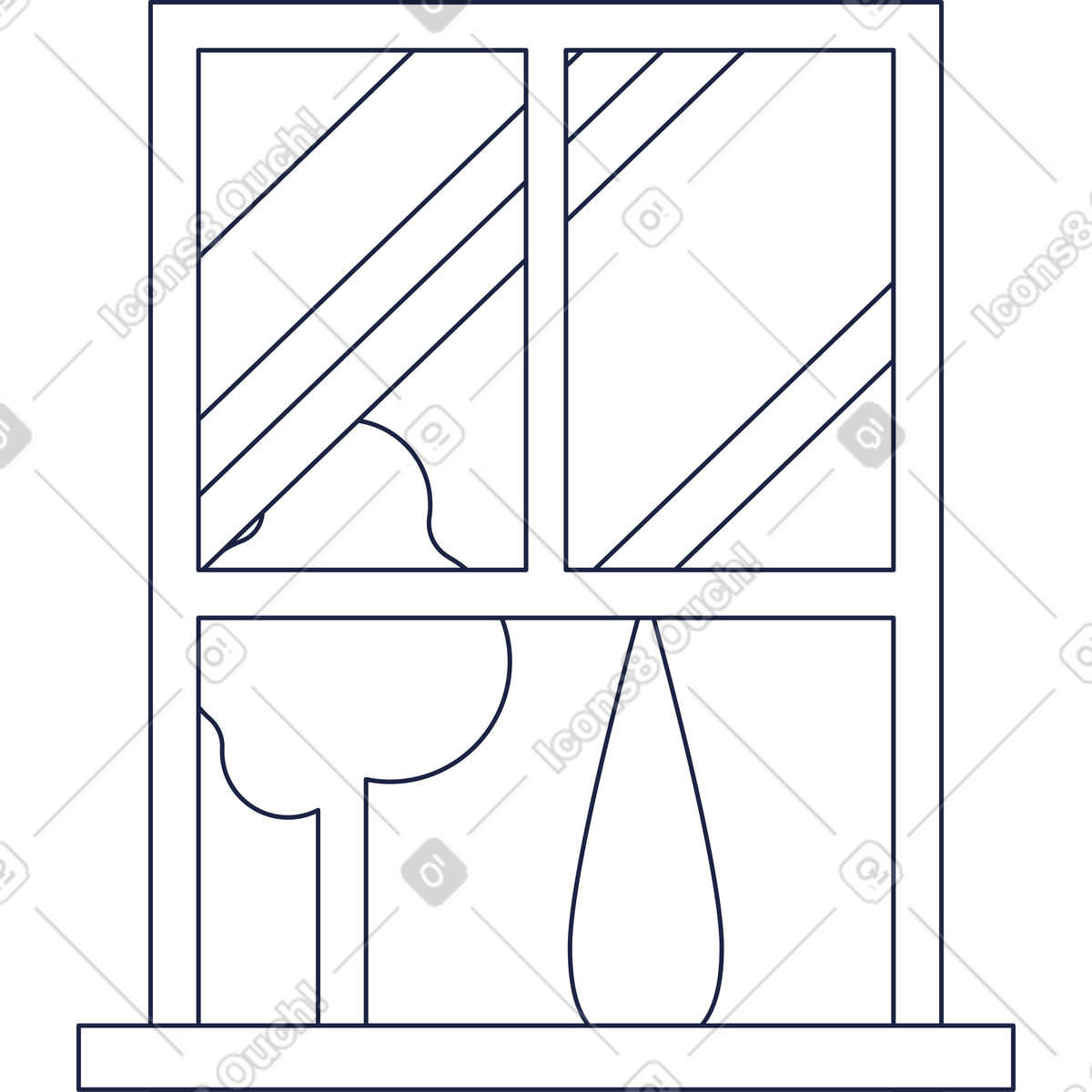 Minimal window line illustration showing wall ledge clipart PNG SVG GIF