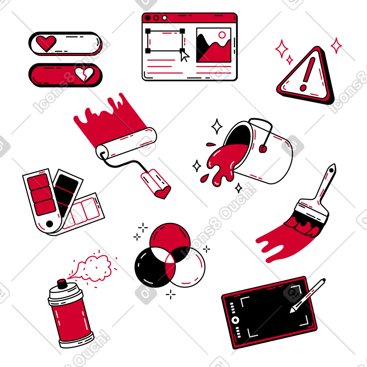 Illustration Articles de conception et web dans le style Ruby à télécharger aux formats PNG, SVG
