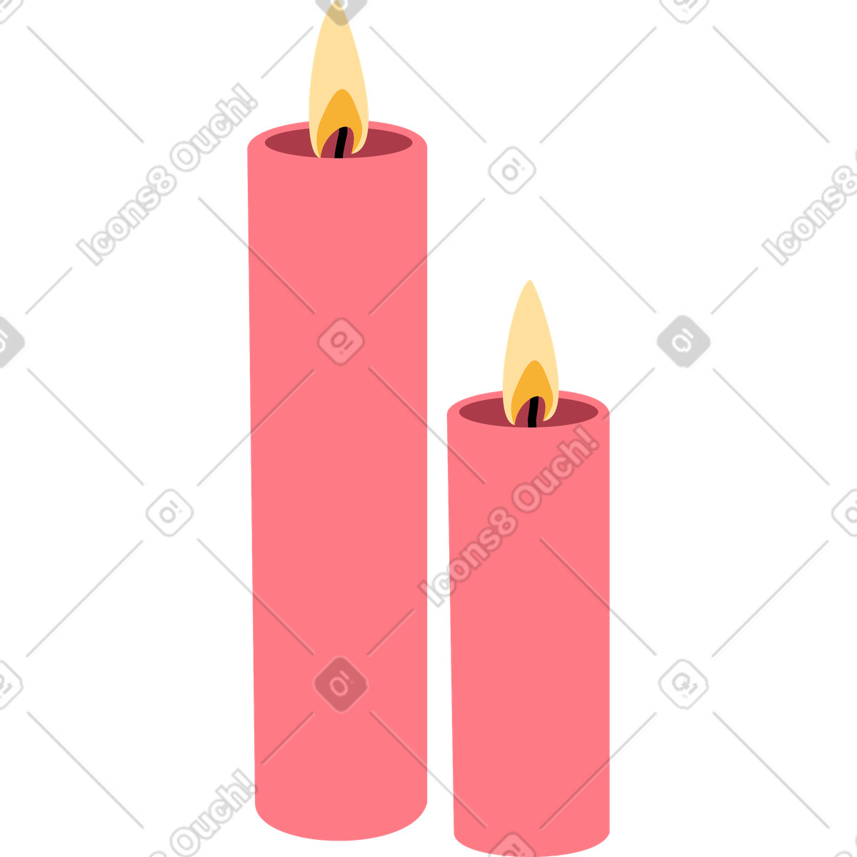 Two pink burning candles illustration in Lagom style download in PNG, SVG