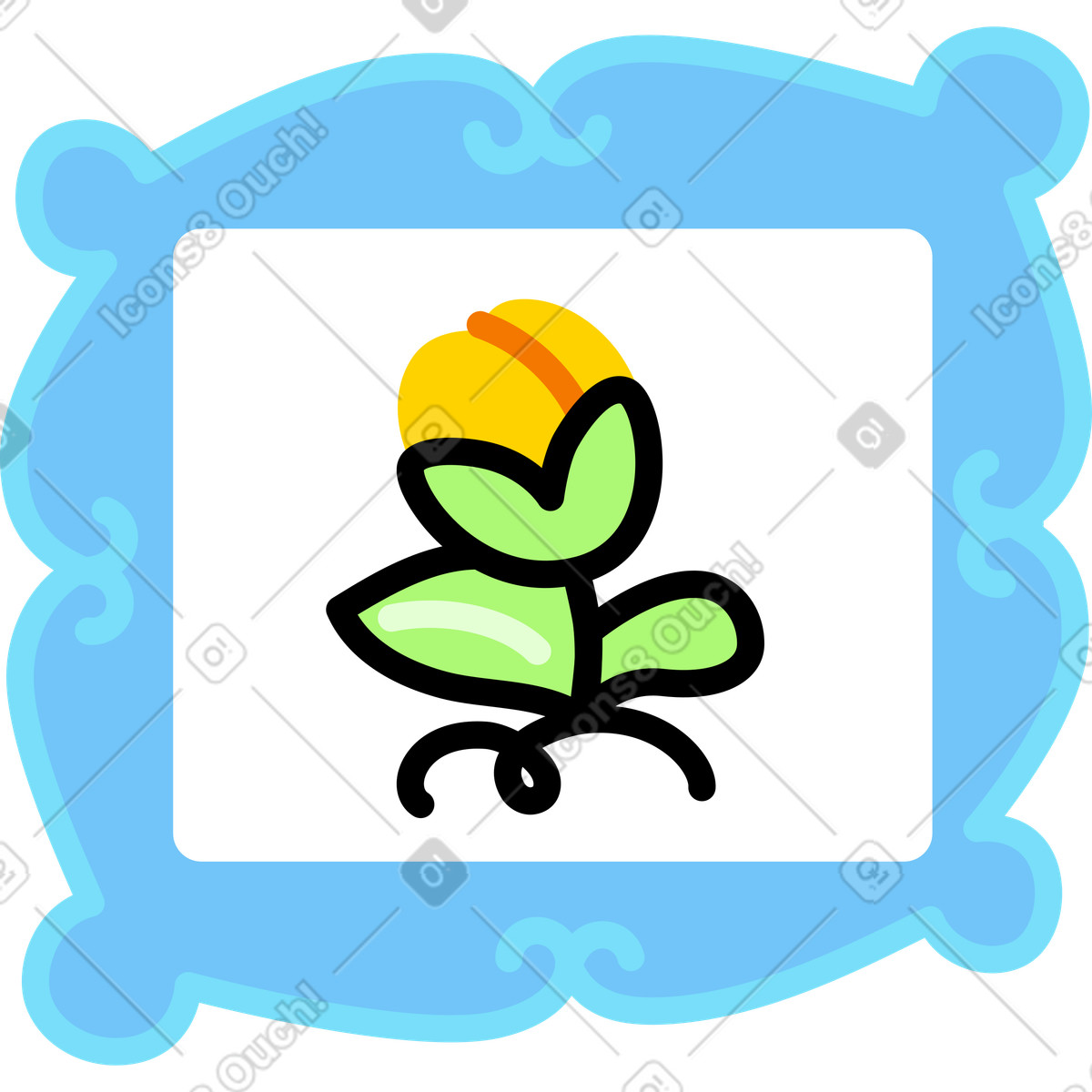 Painting with a flower illustration in Giggle style download in PNG, SVG