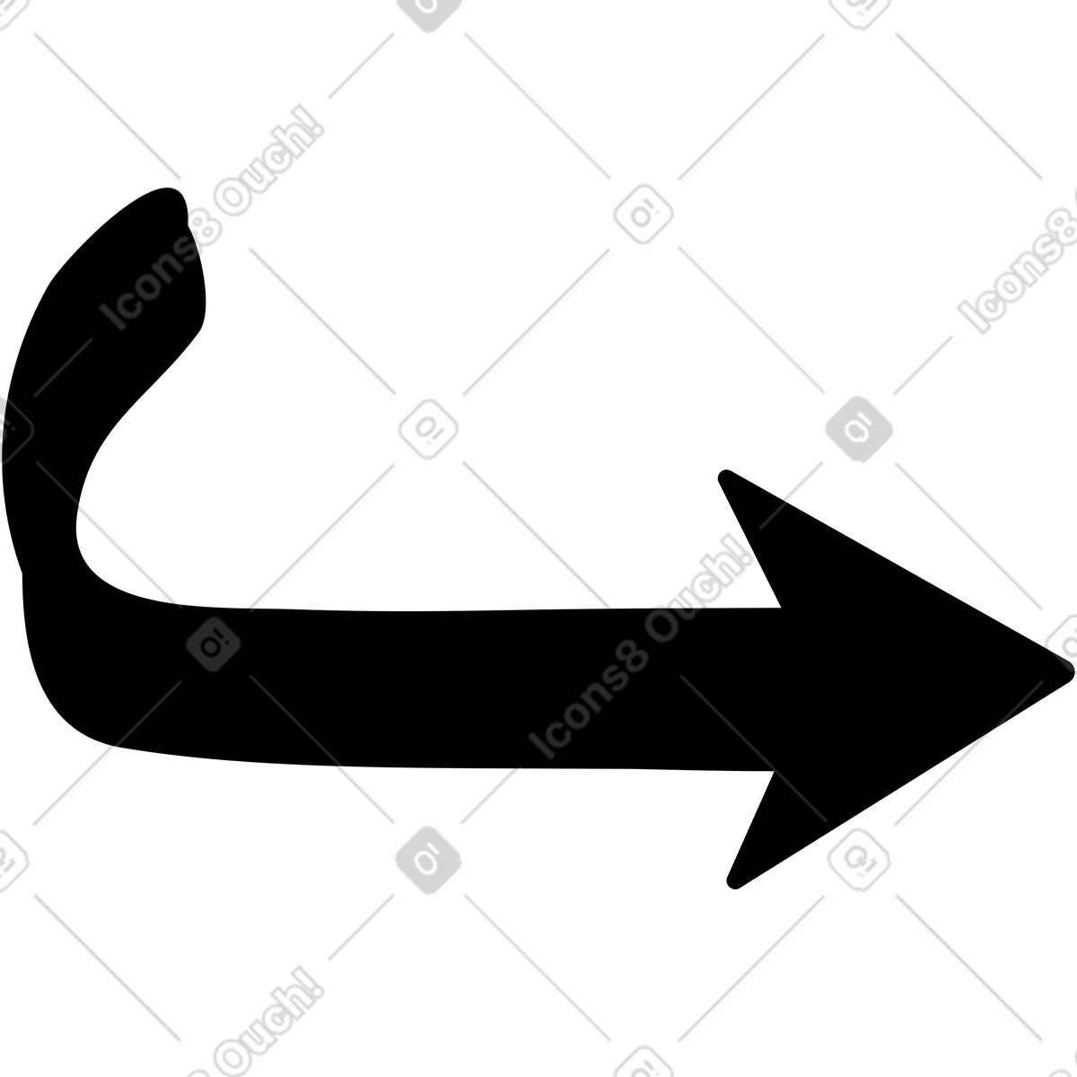 Black arrow down illustration in Twirl style download in PNG, SVG
