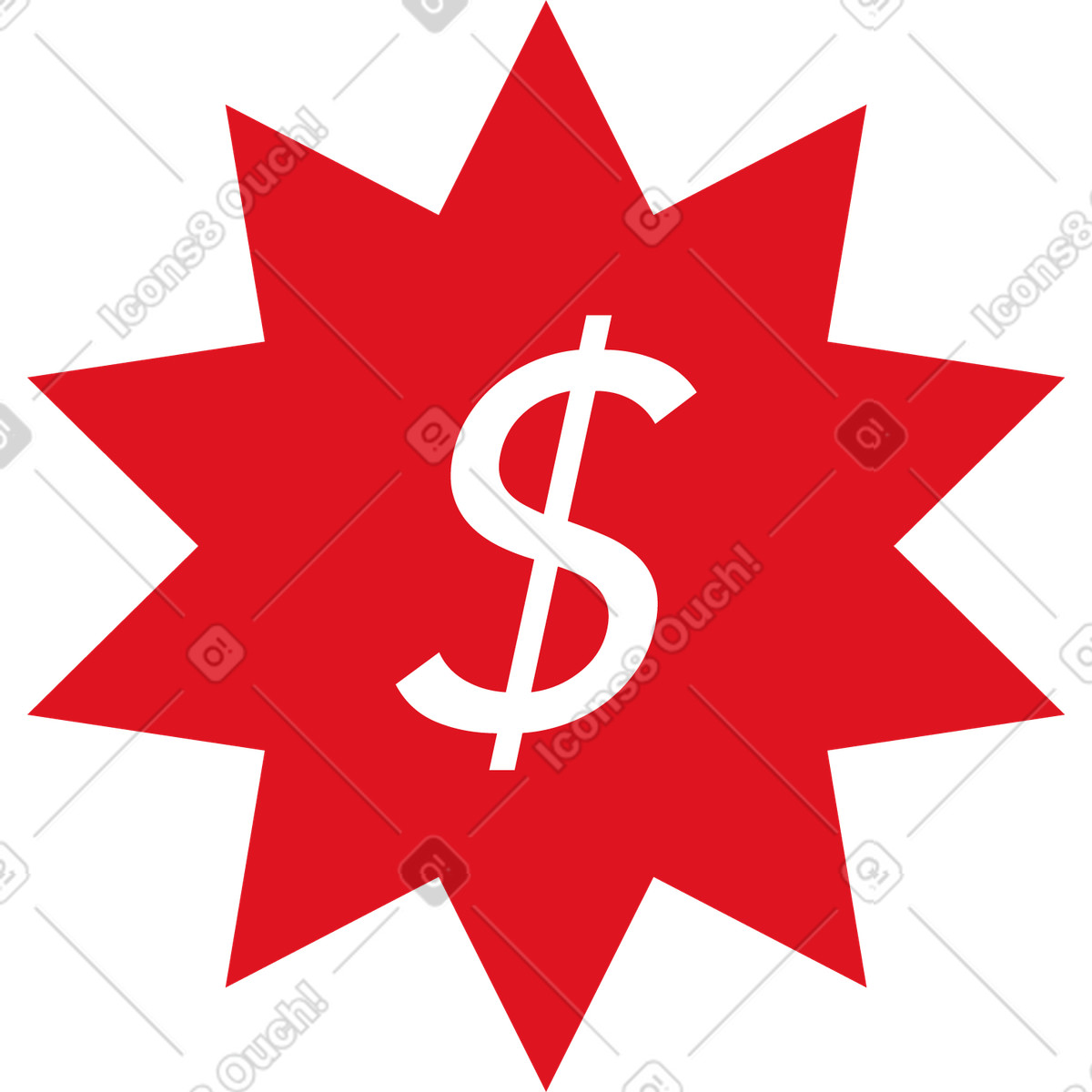 Red star with dollar-Illustration im Jumble-Stil als Download in PNG, SVG