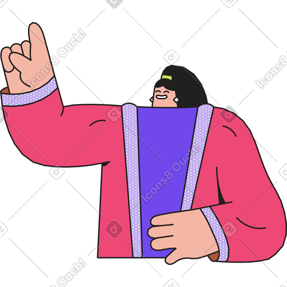 Woman raising hand illustration in Dazzle style download in PNG, SVG