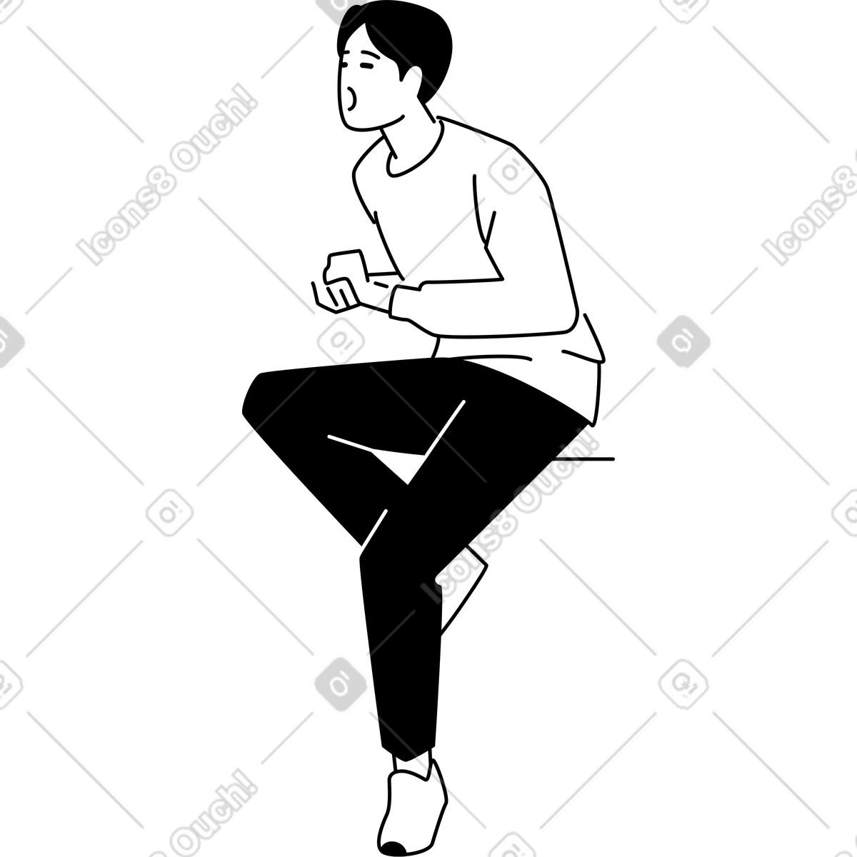 Man with his mouth open illustration in Weekday style download in PNG, SVG