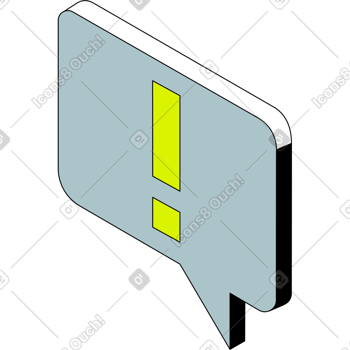 Exclamation mark sign illustration in Isometric style download in PNG, SVG