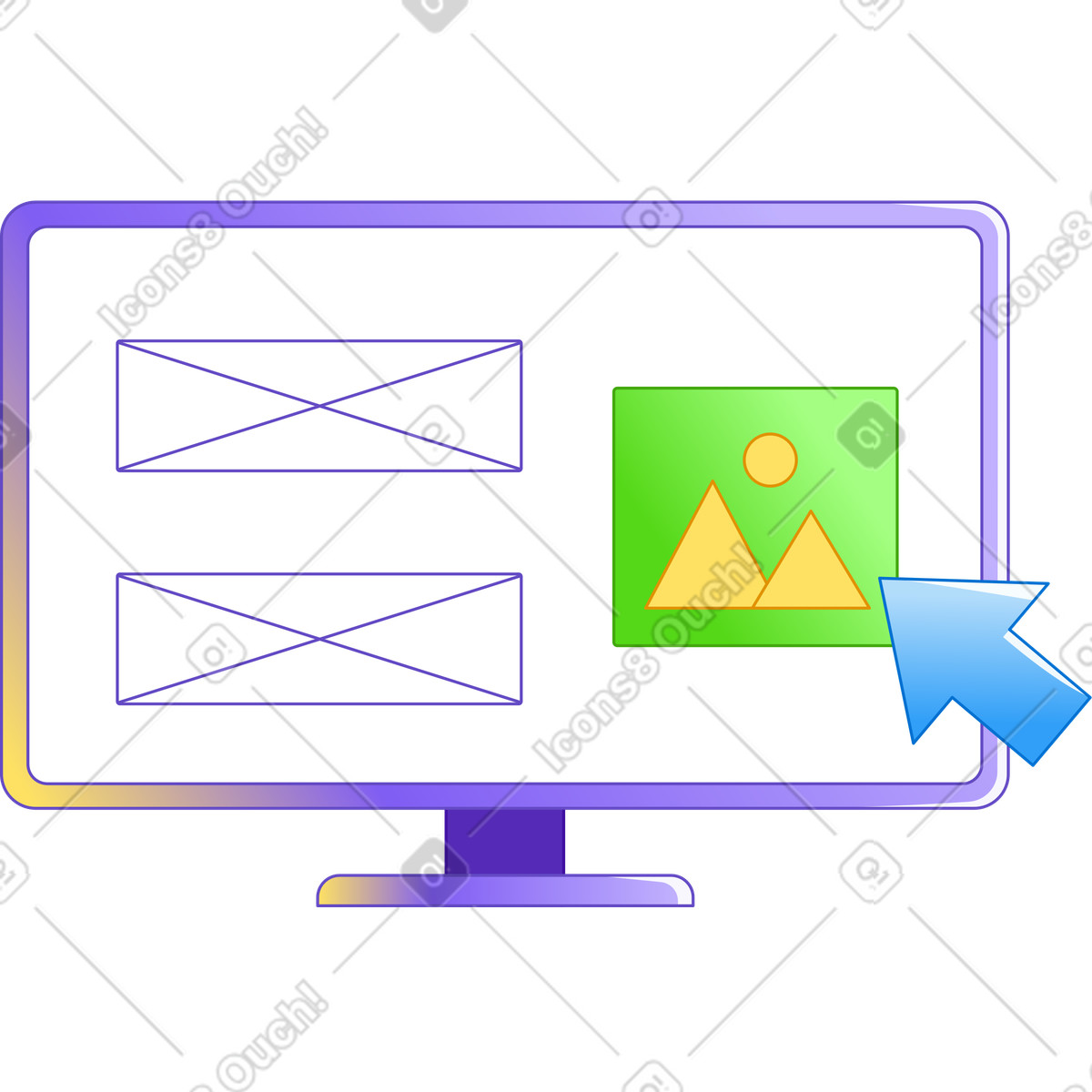 High-detail monitor illustration clipart in PNG SVG GIF for tech designs