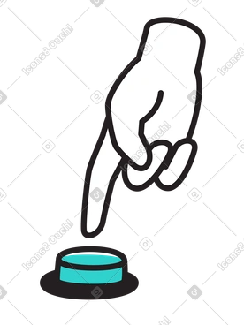 손가락으로 녹색 버튼을 누르는 손 PNG, SVG