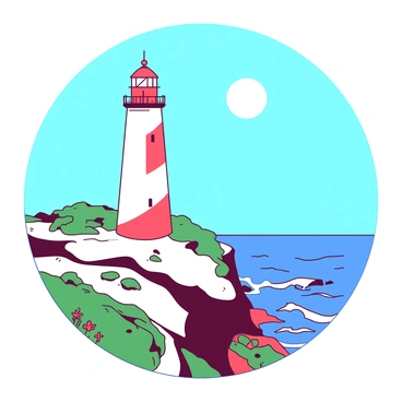 A lighthouse standing under a bright blue sky at midday