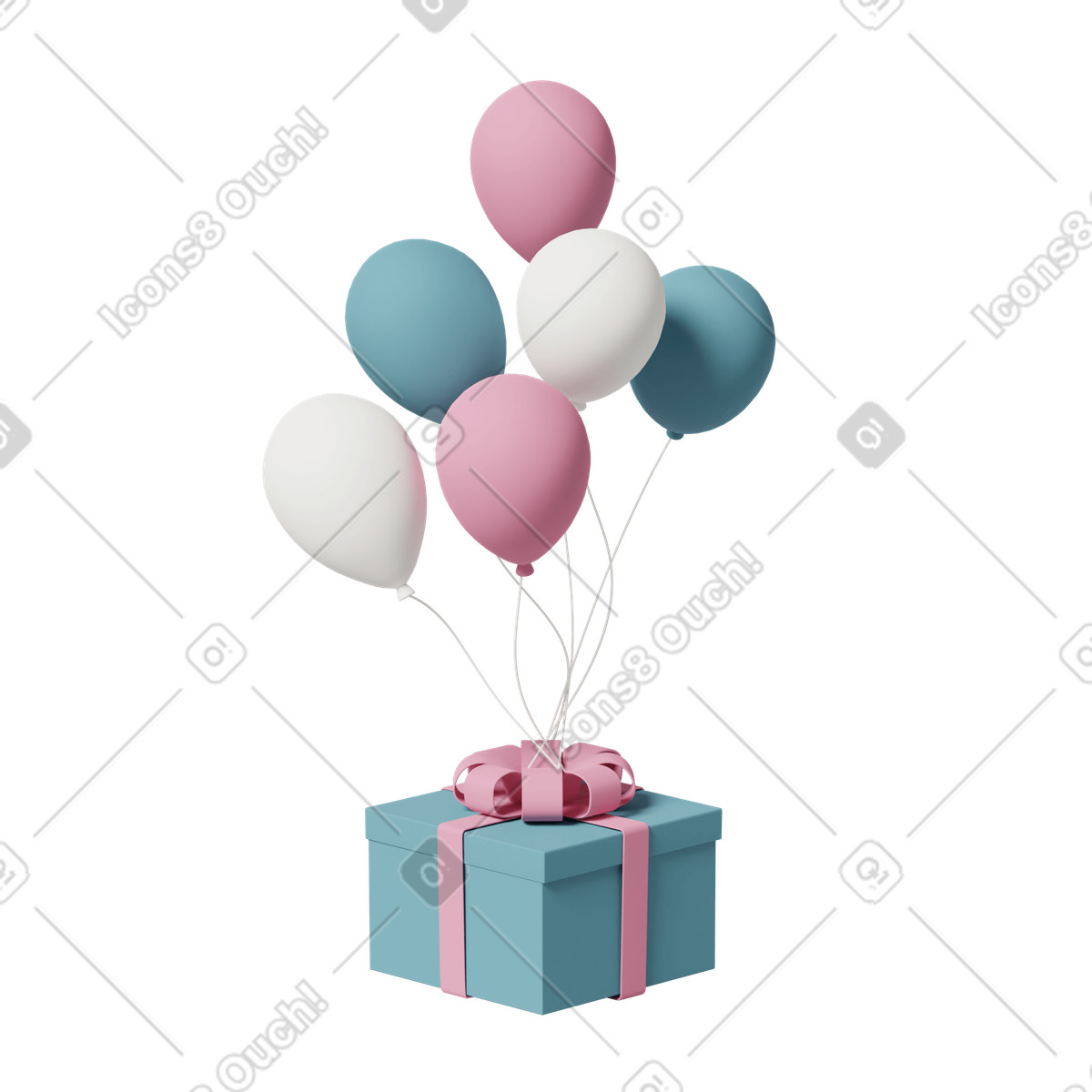 Present with balloon animated illustration in 3D Casual life style download in GIF, Lottie (JSON), AE