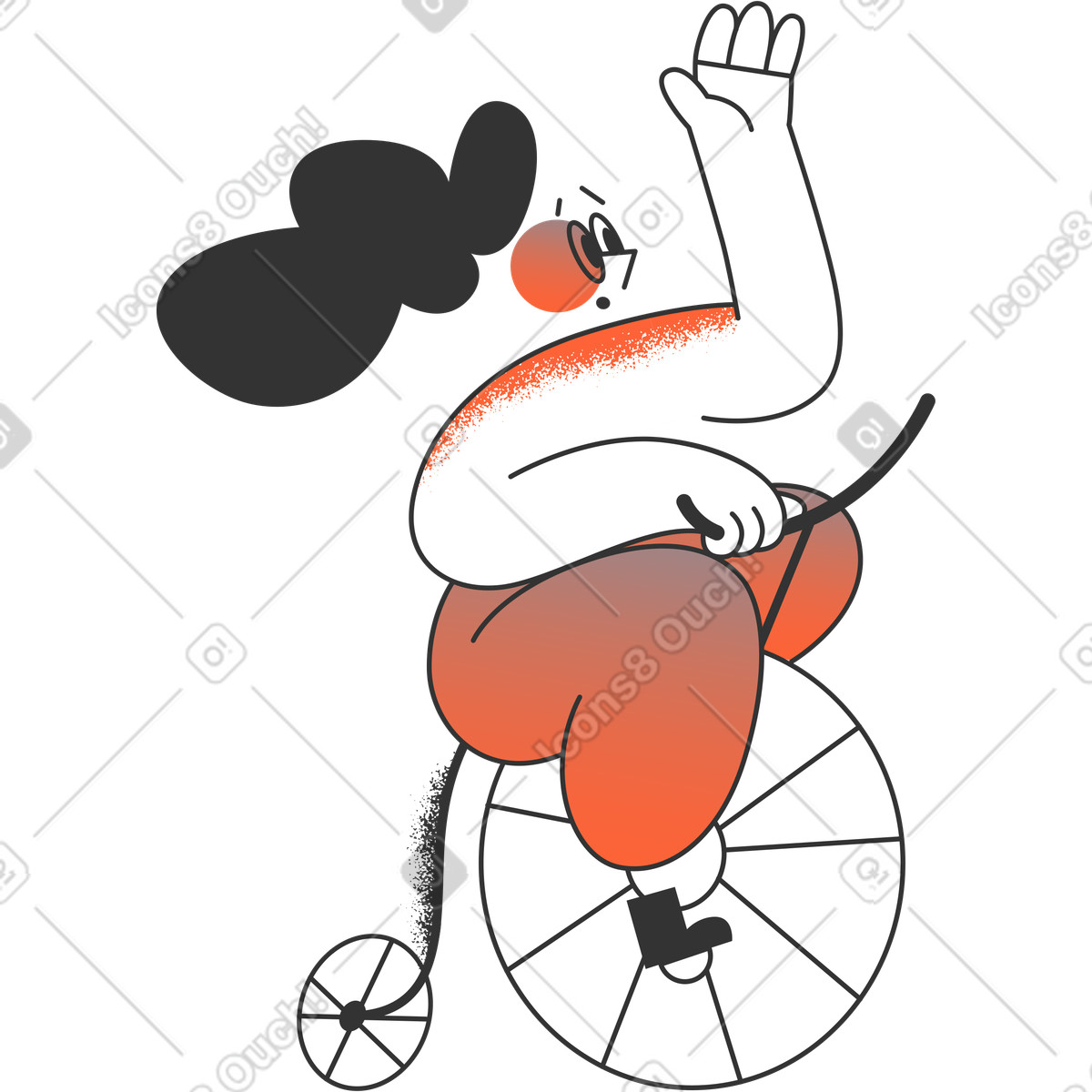 Crayon スタイルの 自転車の女の子 のイラストをPNG、SVG形式でダウンロード