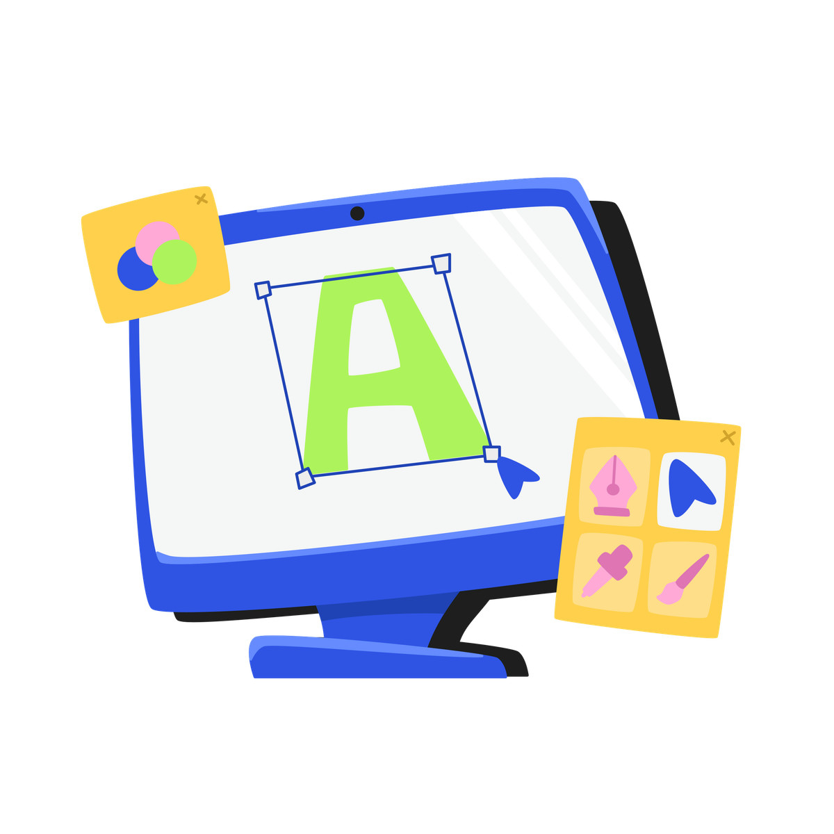 Creating an illustration with graphic tools animated in Bouncy style download in GIF, Lottie (JSON), AE