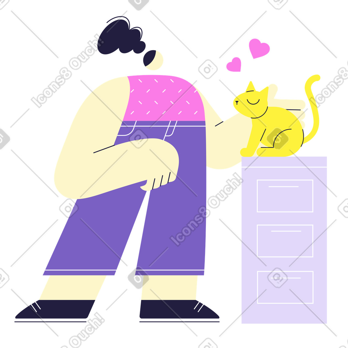 Illustration Prendre soin d'un animal de compagnie dans le style Mellow à télécharger aux formats PNG, SVG