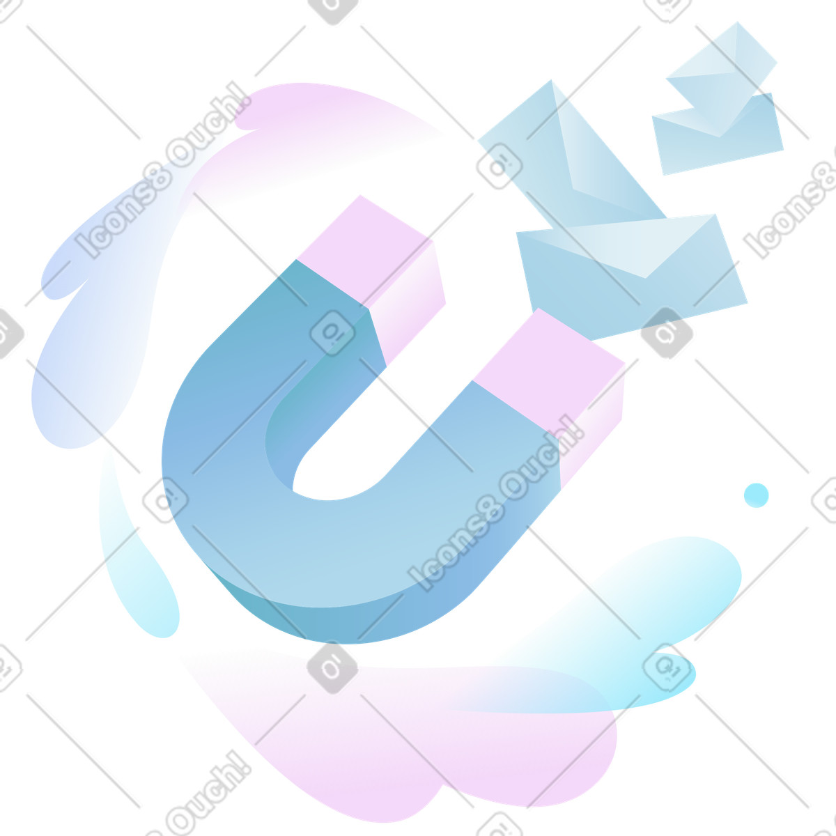 Airy スタイルの Large magnet attracting messages, Lead generation and social media marketing のイラストをPNG、SVG形式でダウンロード