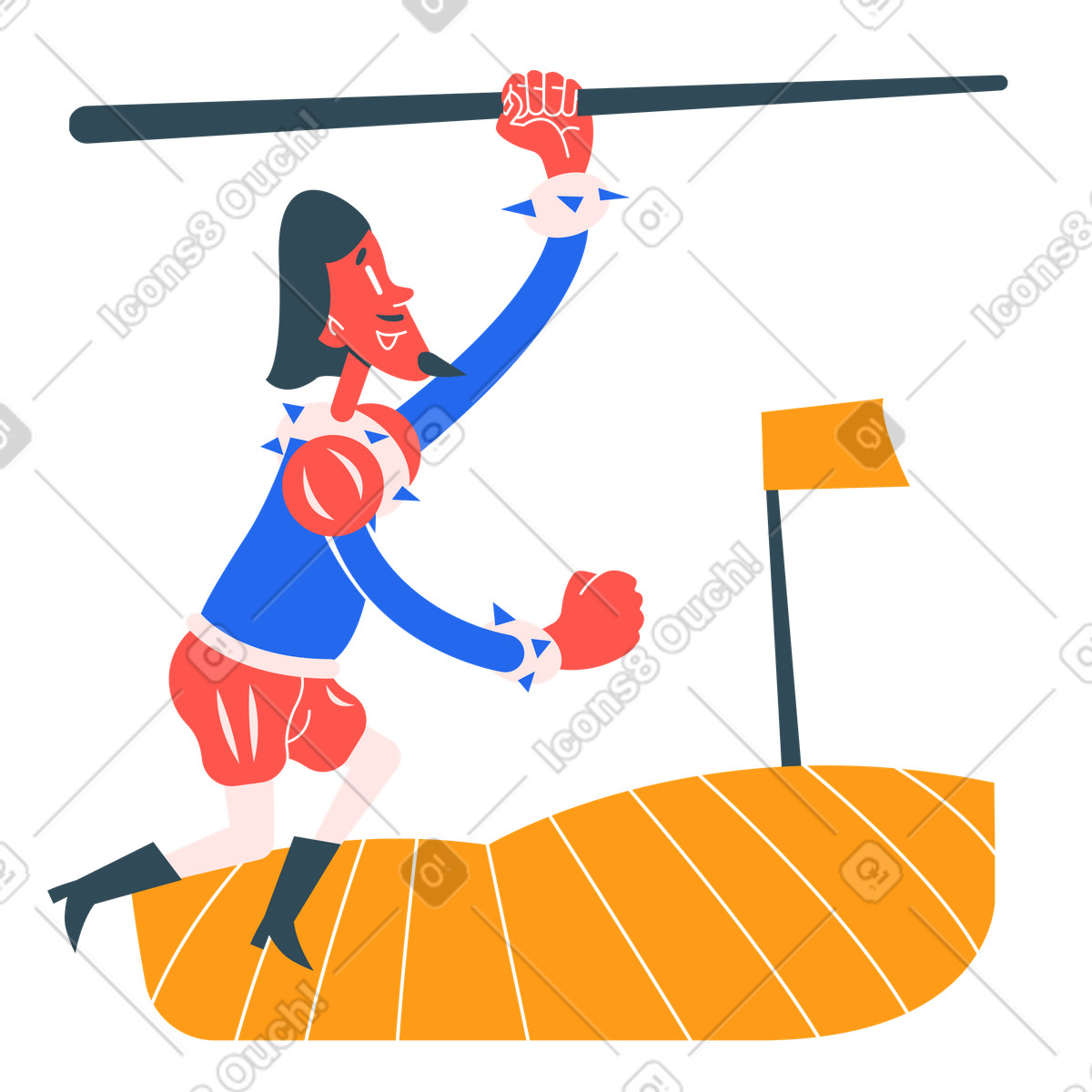 Javelin-throwing illustration in Kingdom style download in PNG, SVG