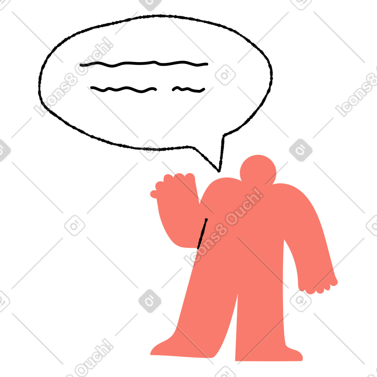 Bold People 스타일의 Speech bubble character waving hand communicating simple message lines 일러스트레이션 PNG, SVG 다운로드
