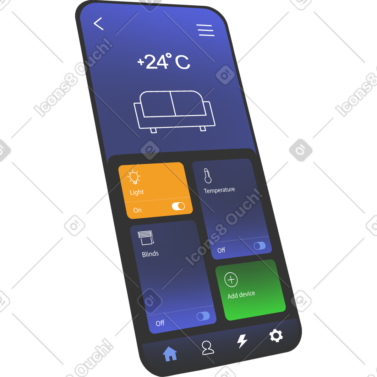 Smart home app interface illustration in Props style download in PNG, SVG