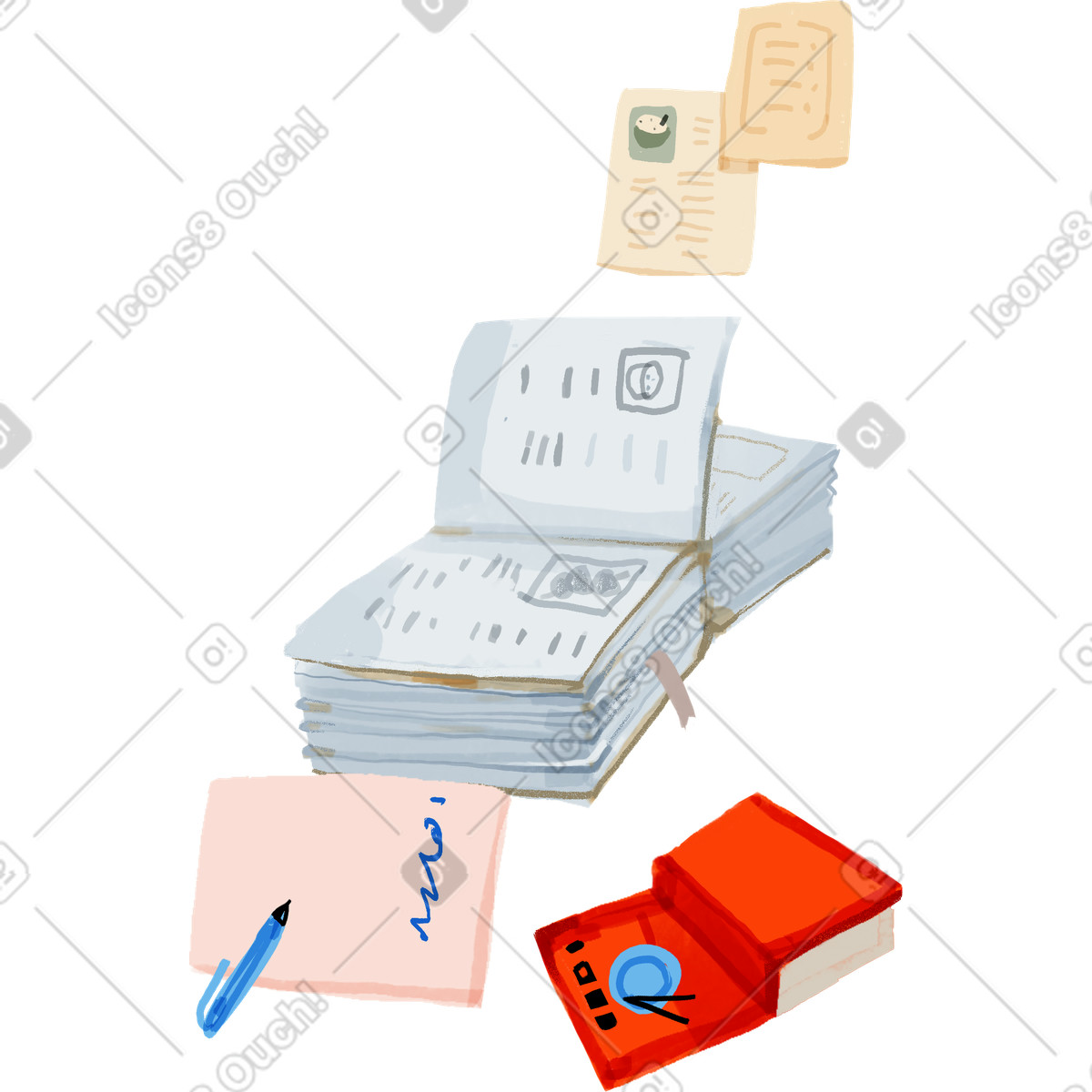 下载 Ikigai 风格的 图书 插画，支持 PNG、SVG 格式