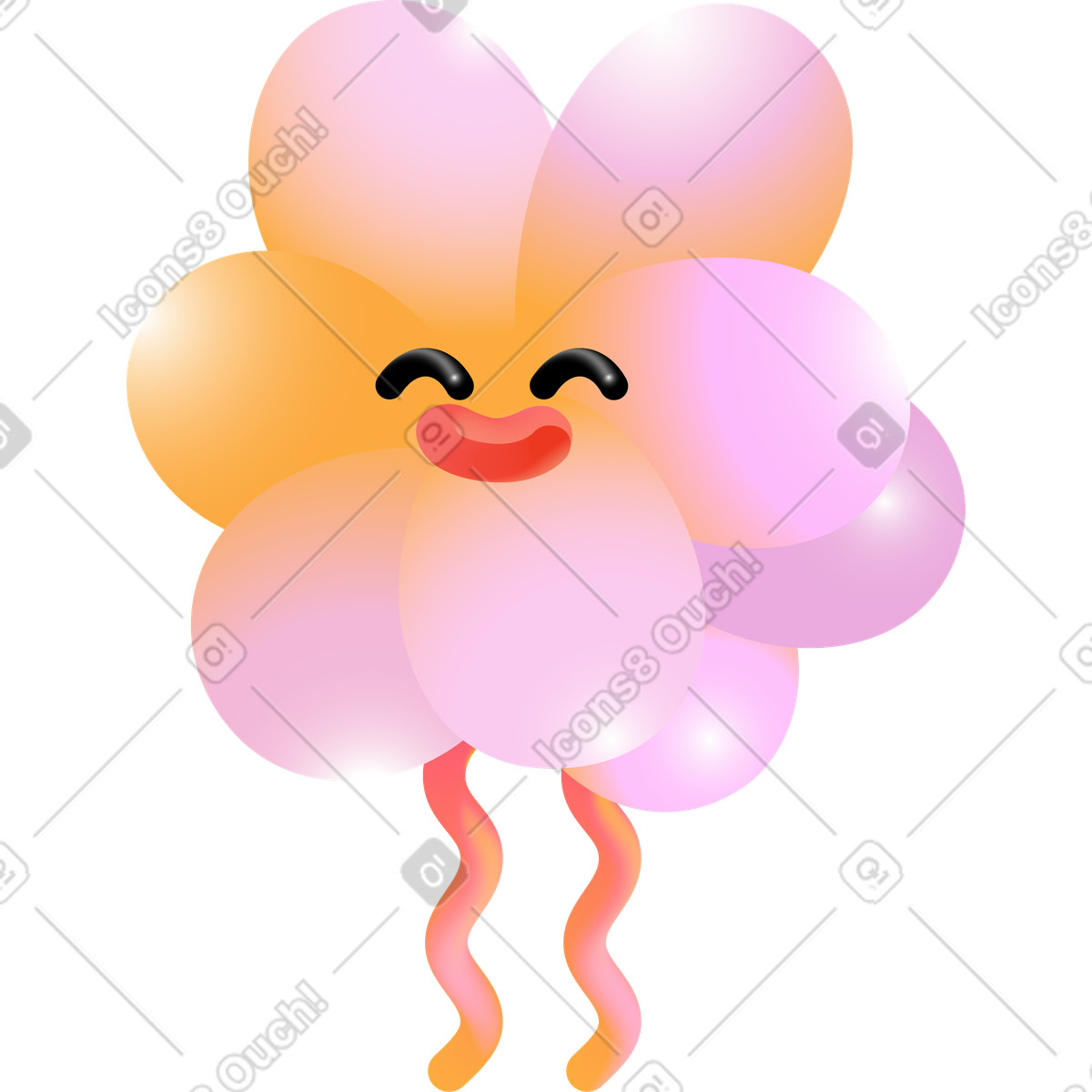 Pink bubble with eyes illustration in Puffy style download in PNG, SVG