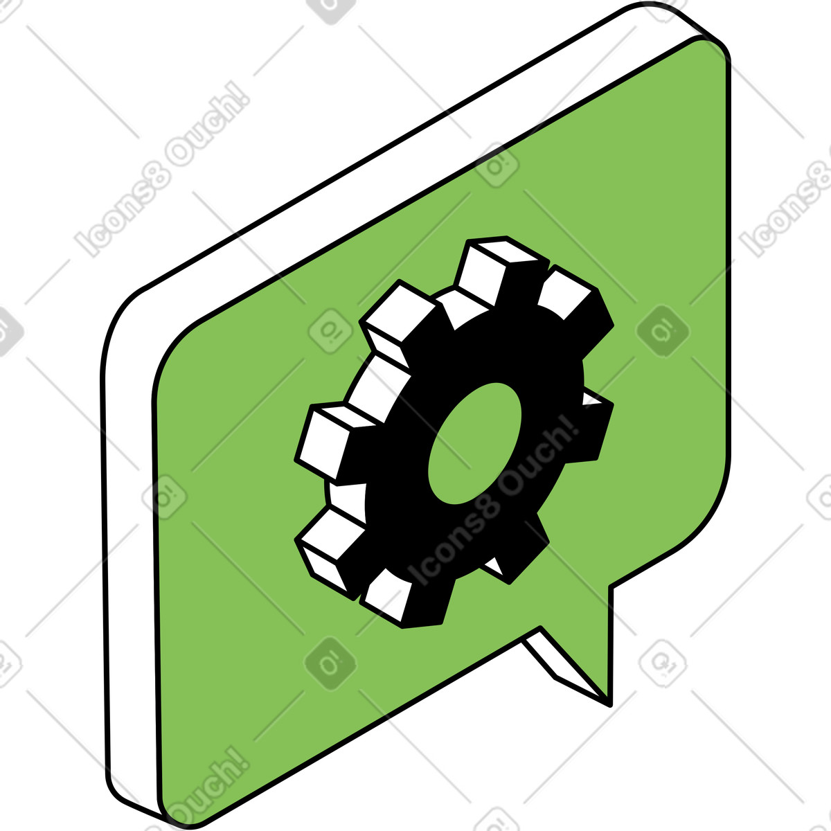 Ilustración animada Bocadillo de diálogo con equipo en estilo Isometric a descargar en GIF, Lottie (JSON), AE