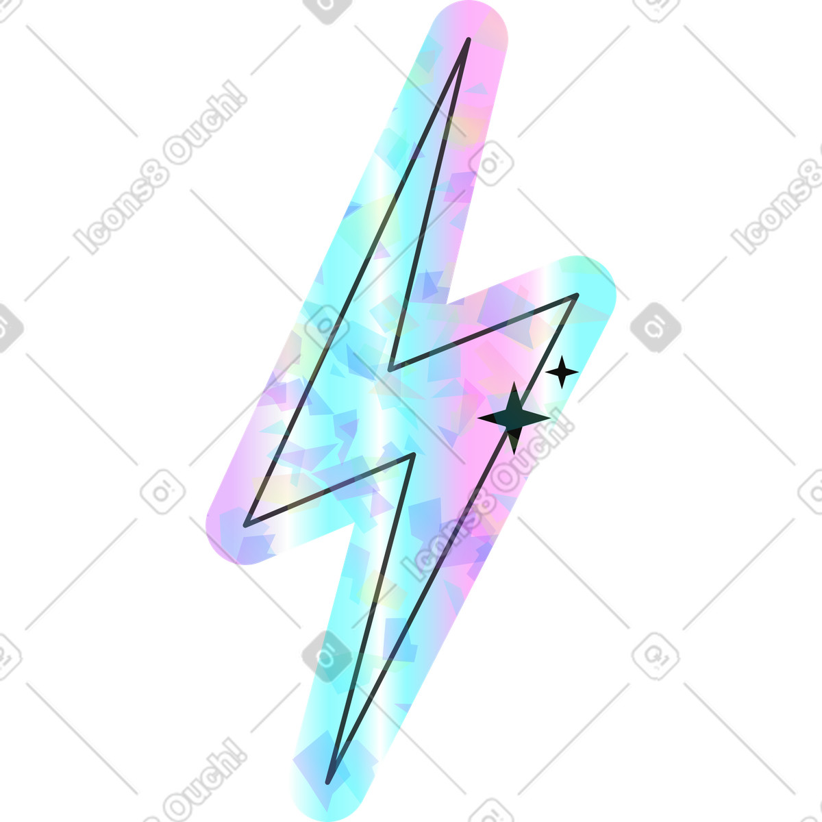 Holostickers スタイルの Lightning のイラストをPNG、SVG形式でダウンロード