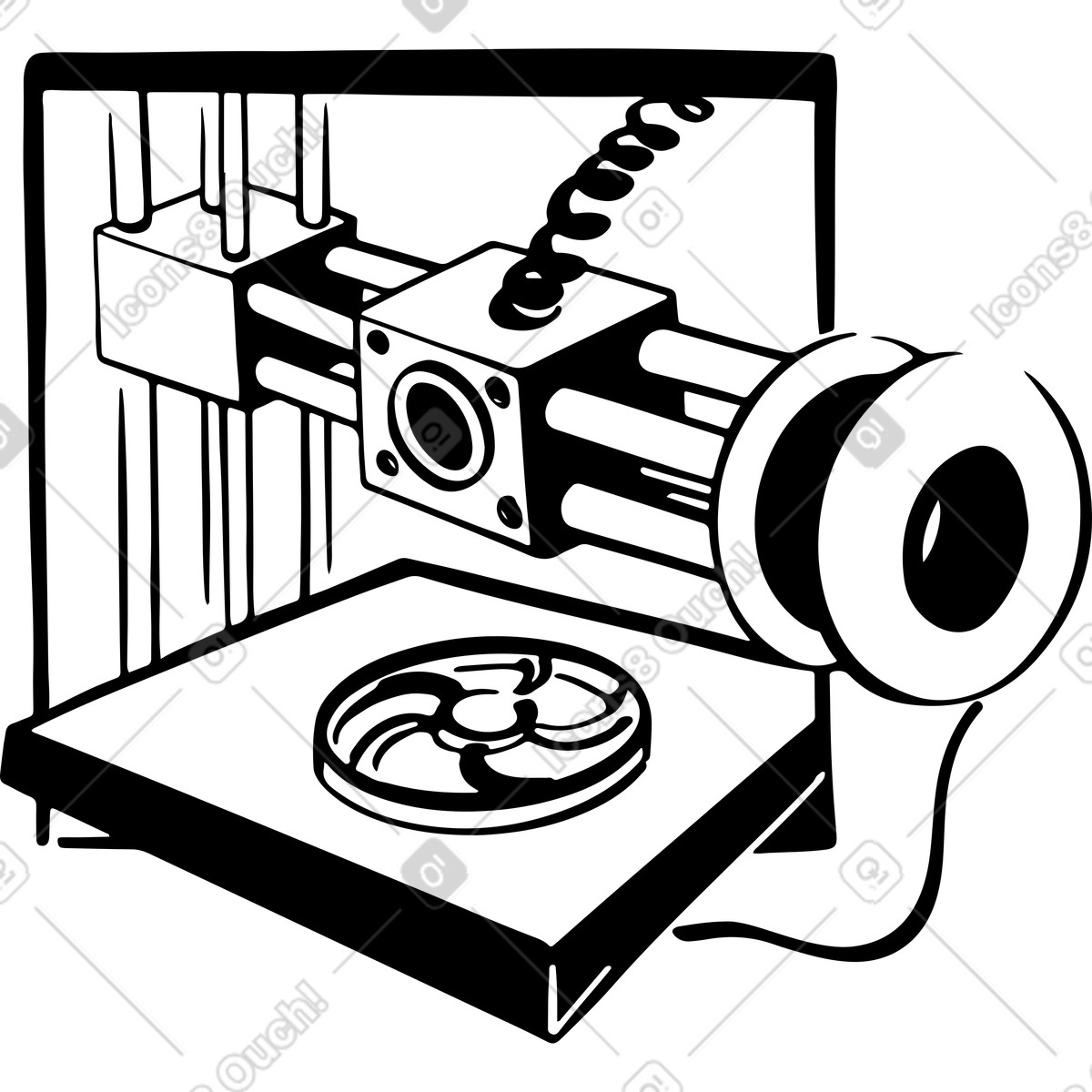 3d printer illustration in Line style download in PNG, SVG