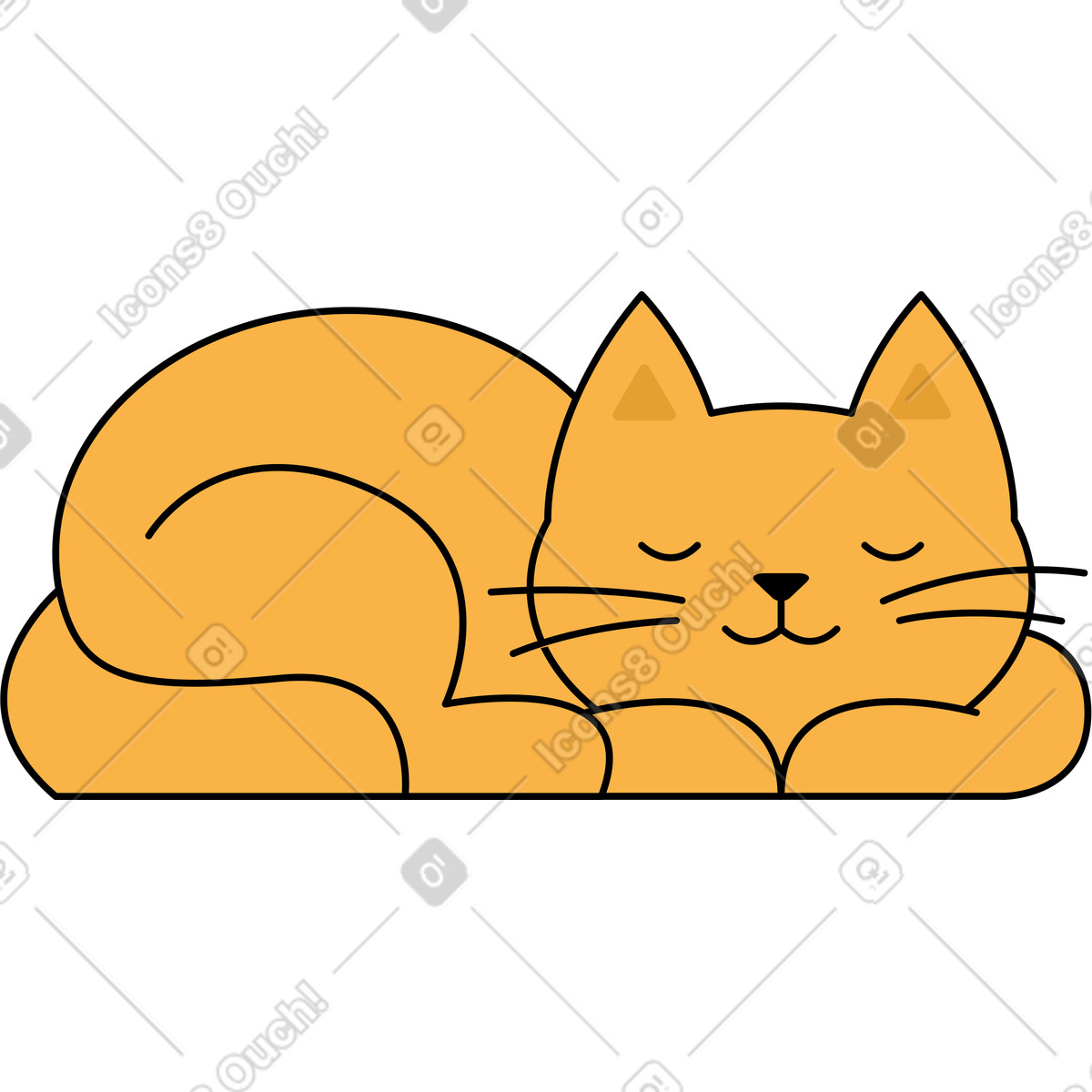 Schlafende katze-Illustration im Bloom-Stil als Download in PNG, SVG