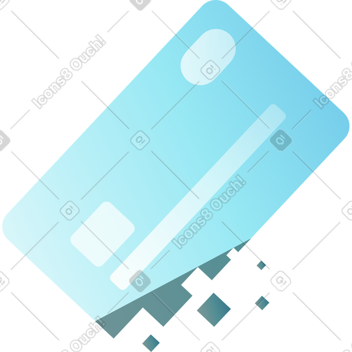 Carta di credito blu che si trasforma in pixel illustrazione stile Florid scarica PNG, SVG