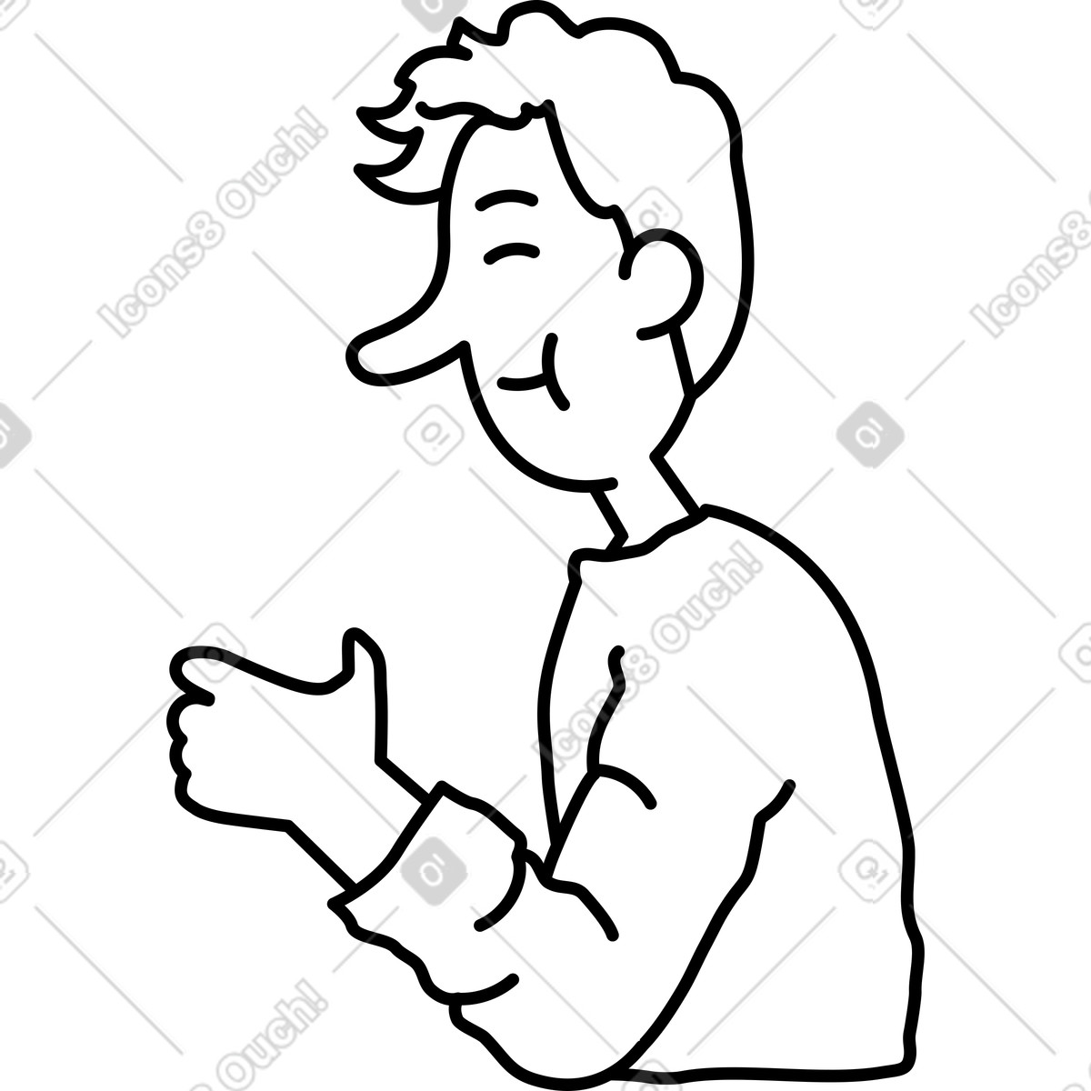 Illustration Jeune homme mangeant quelque chose dans le style Notes à télécharger aux formats PNG, SVG