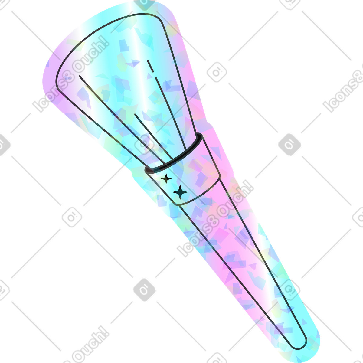 Makeup brush illustration in Holostickers style download in PNG, SVG