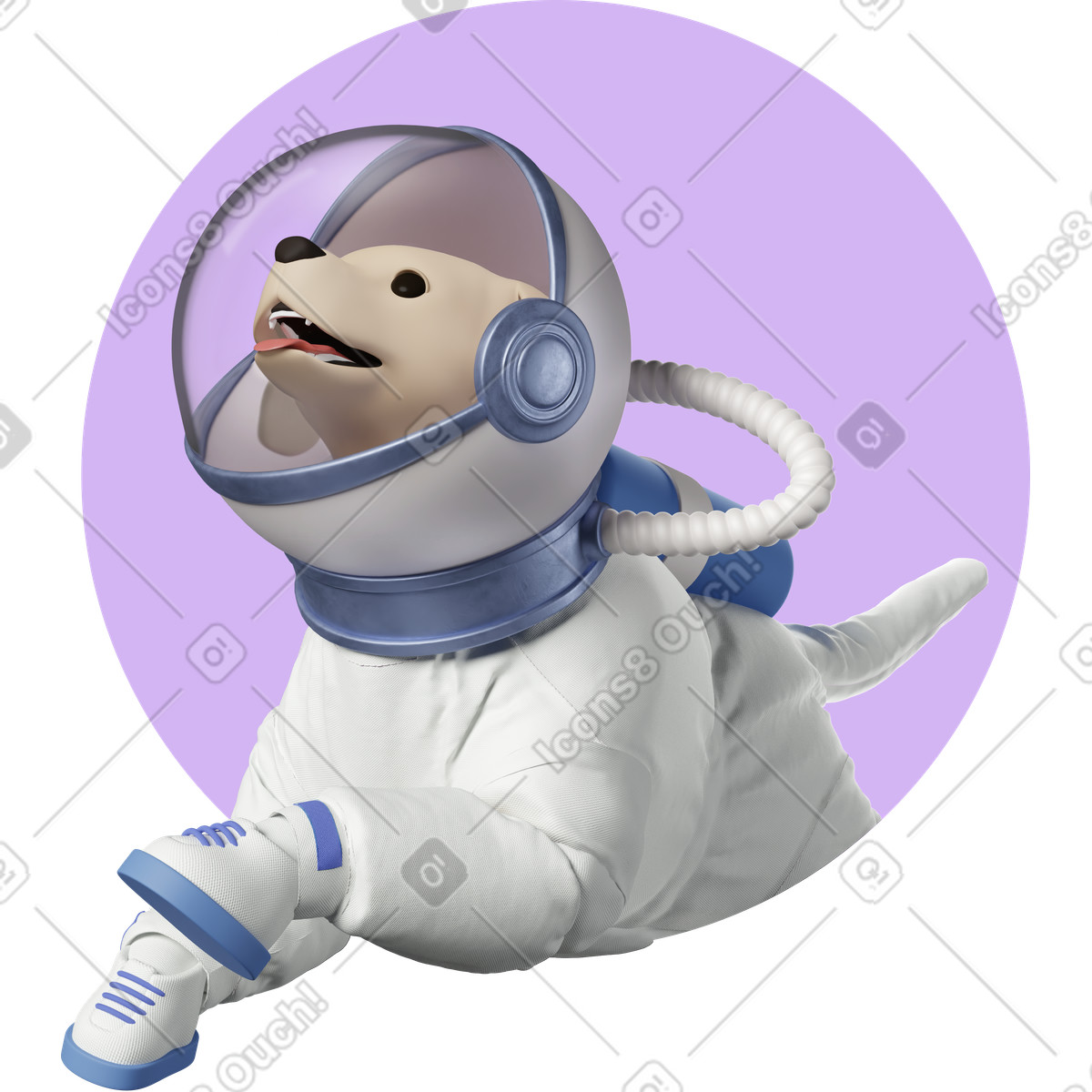 Illustration Dog astronaut looking at something dans le style 3D Business à télécharger aux formats PNG, SVG