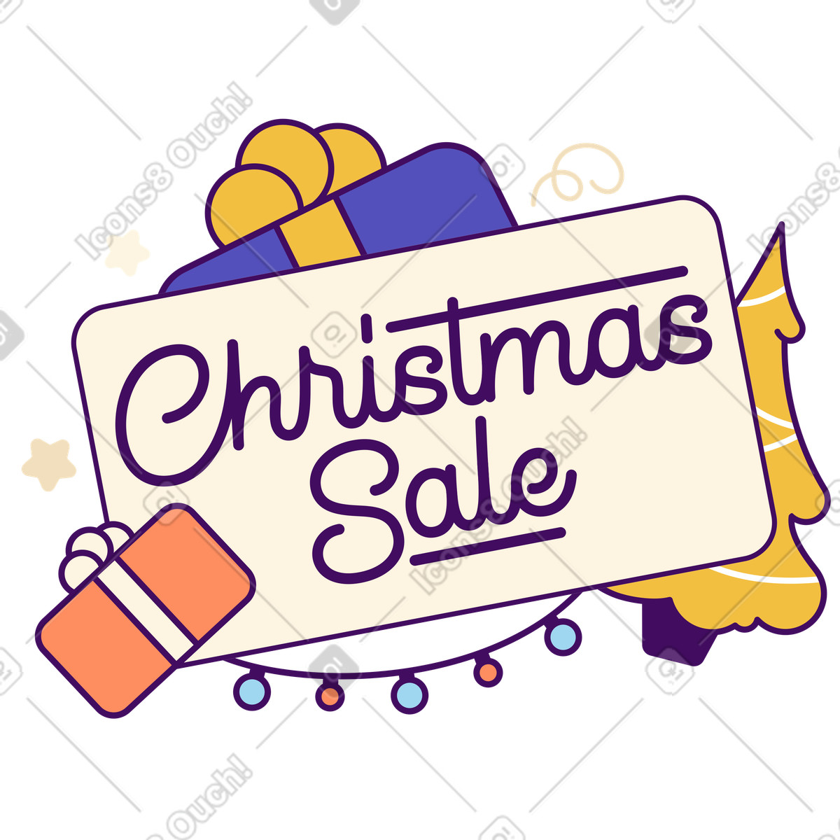 Christmas retail sale promotion with gift boxes, Seasonal event ad illustration in Simplistic style download in PNG, SVG