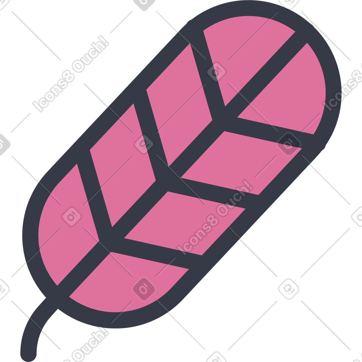 Illustration Pink leaf with thick black outline dans le style Abstract à télécharger aux formats PNG, SVG