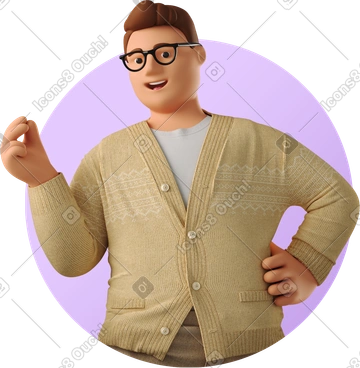 Man with glasses snapping fingers PNG, SVG