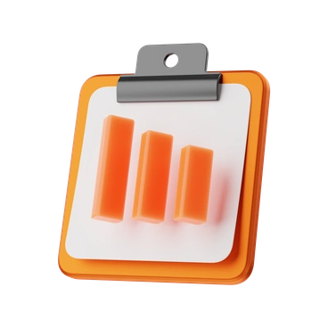 A clipboard with three orange bars - 3D Kit style illustration
