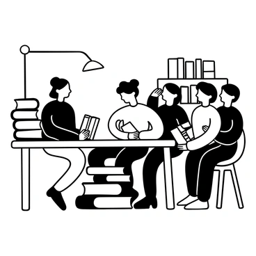 An author sitting at a wooden table, surrounded by an assortment of neatly stacked books. The author is holding a pen, poised to sign a book presented by a reader in front of them. Behind the author, a line of eager readers is waiting, each holding one or more books. The setting includes a small table lamp casting light on the book signing area, and a shelf filled with more books in the background. The atmosphere is filled with anticipation and excitement.