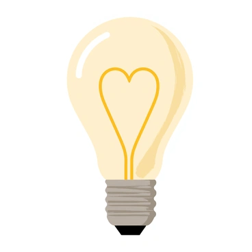 A close-up of a light bulb showcasing an intricate filament shaped like a heart. The glass of the bulb is transparent, revealing the delicate design inside. The filament glows warmly with a soft yellow light, illuminating the surrounding area. The base of the bulb is made of a polished metal, adding to the overall aesthetic. The heart-shaped filament is detailed, with fine strands that create a beautiful pattern.