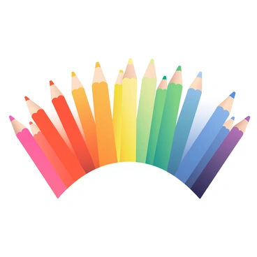A vibrant bundle of colored pencils arranged in a rainbow
