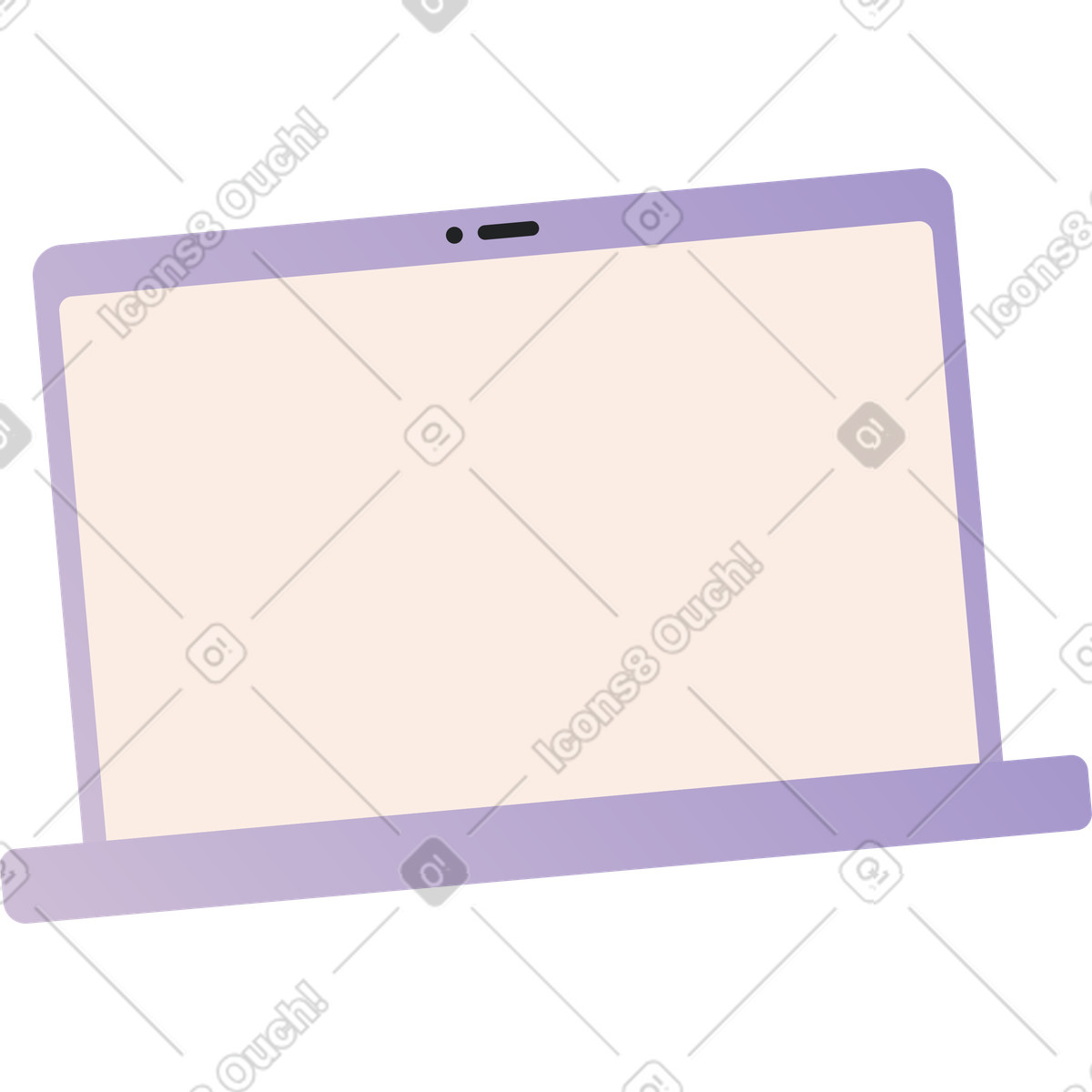 Open laptop computer with lavender frame-Illustration im Coworking-Stil als Download in PNG, SVG