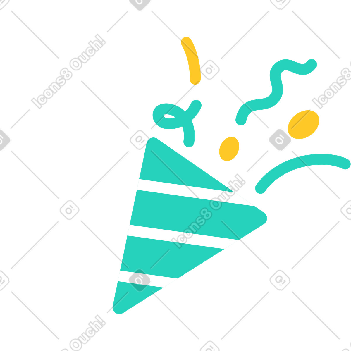 Ilustración Fiesta popper verde en estilo Rocky a descargar en PNG y SVG