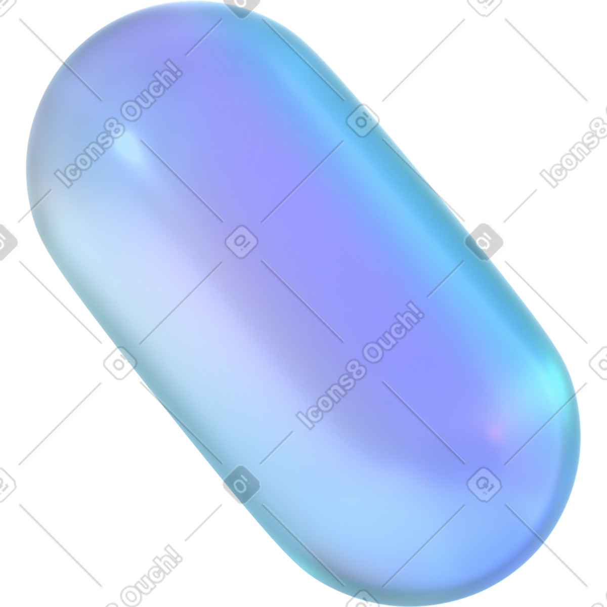 Ilustración Cápsula iridiscente en estilo 3D Glassy a descargar en PNG y SVG