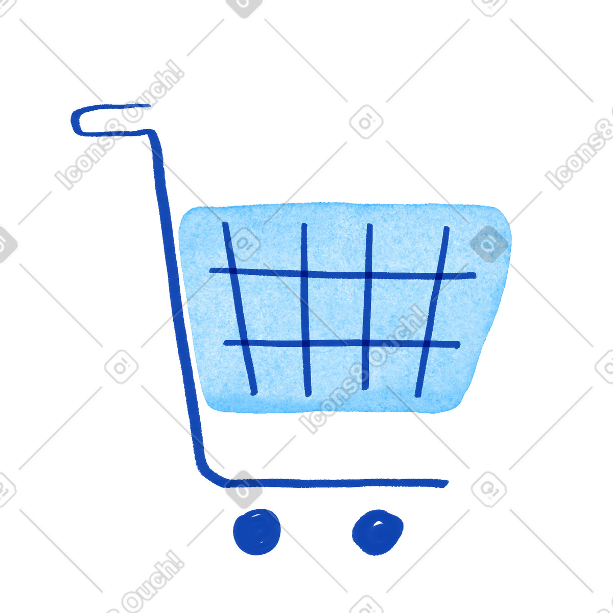 Ilustración Shopping cart trolley with basket and wheels for online store checkout en estilo Tint a descargar en PNG y SVG