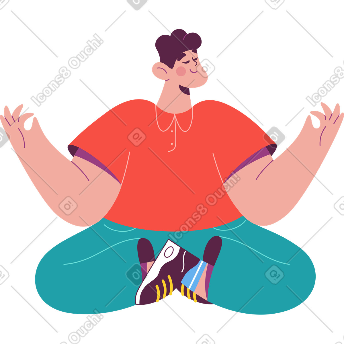 Ilustração de Homem meditando em no estilo Sammy para baixar em PNG, SVG