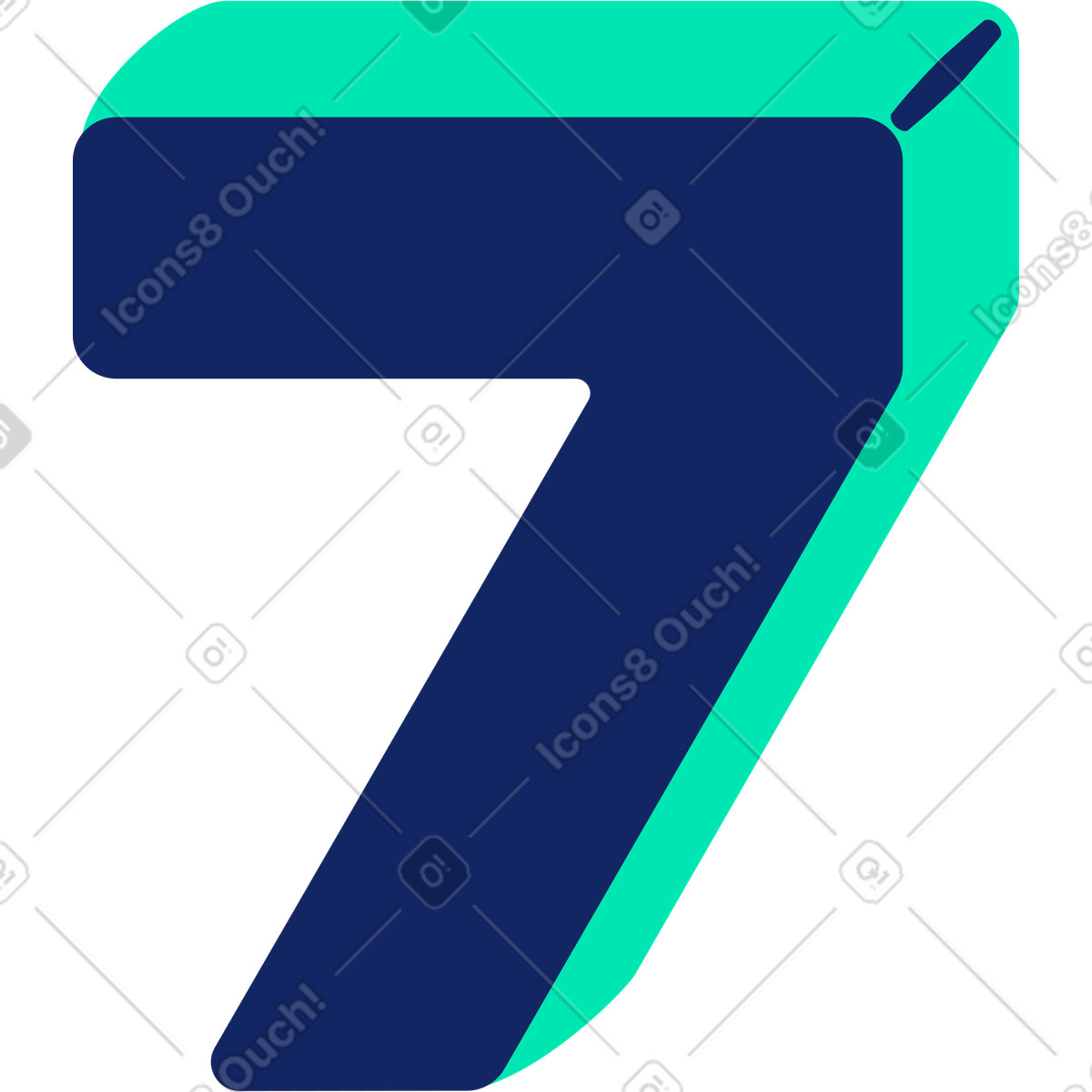 Number seven illustration in Cyborg style download in PNG, SVG
