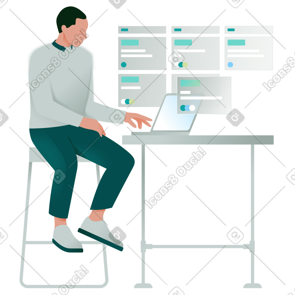 Task management interface illustration in Office style download in PNG, SVG