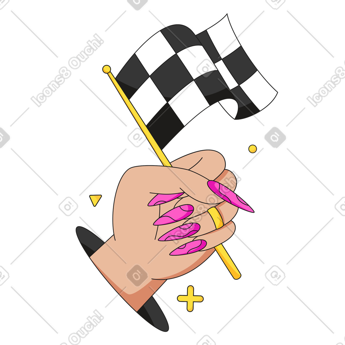 Ilustração de Mão com bandeira em no estilo Moji para baixar em PNG, SVG